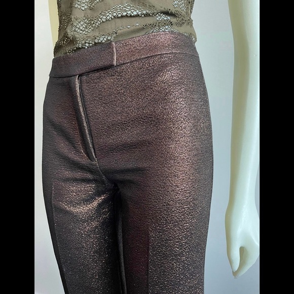 NWT BCBG MAXAZRIA Bronze Metallic Brown Pants 4 S XS - Picture 3 of 7